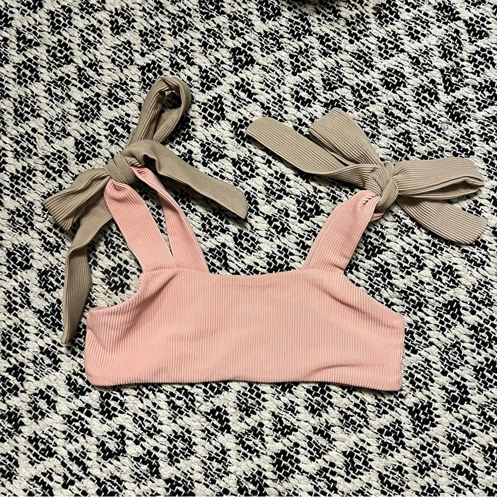 New Cella Jane X Beach Riot Neutral Ribbed Pink Tie-up Bikini Set Size 5/6